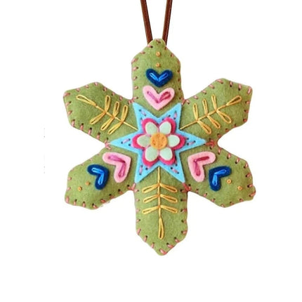 4PCS Random Color Finished DIY Christmas Snowflake Felt Ornaments - Ready-to-Use Craft Decor Kit for Holiday Tree Hanging, Home Party Decoration