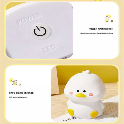 Silicone LED Night Light Duck Touch Bedside Lamp Kid Bedroom USB Rechargeable