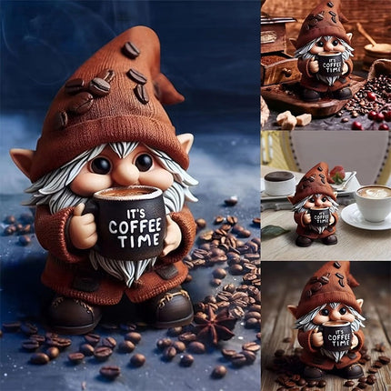 Outdoor Resin Gnome Ornament Coffee Time Figurine Gnome Figurine Garden Decor
