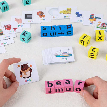 16Bricks Wooden Crossword Puzzles Montessori English Words Spelling Game Educational Toys