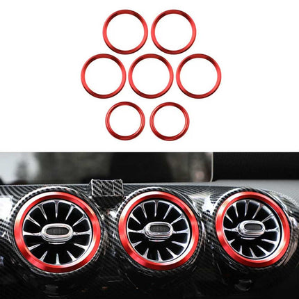 7-Piece Red Aluminum Car Air Vent Cover Universal Fit for Car Interior Decoration Durable Inner Vent Trim Kit