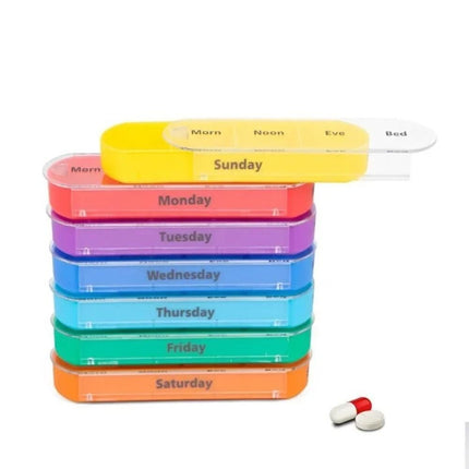 28 Grids 7 Day Weekly Pill Box, Tablet Storage Sorter Container Organizer