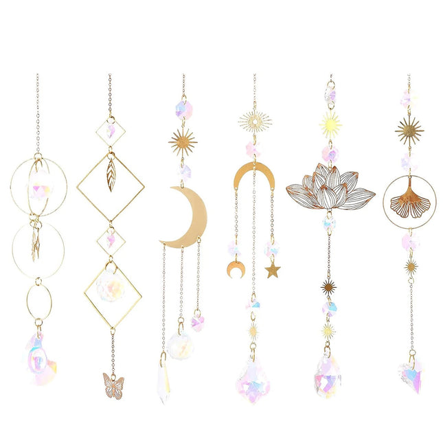 6PCS Lotus Sun Catcher Crystal Light Witchy Suncatcher Prism Rainbow Window Hanging