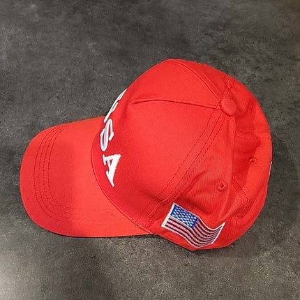 Patriotic USA 45–47 Embroidered Adjustable Baseball Cap Red  Unisex Hat for Outdoor & Casual Wear