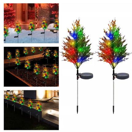 2‑Pack Solar Pine Tree Stake Lights, Waterproof LED Christmas Garden Decor