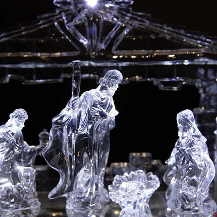 Acrylic Light‑Up Nativity Scene Centerpiece with LED Colour Changing & Christmas Music