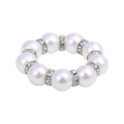 2Pcs Beaded Imitation Pearl Napkin Rings, Silver & Gold Dinner Table Decor Holders