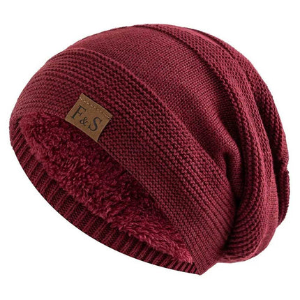 Unisex Slouchy Winter Hat – Fur-Lined Warm Beanie for Men and Women, Casual Knitted Style