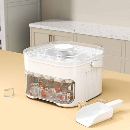 50-Cube Ice Maker with Easy Press Cap Double Layer Ice Cube Maker for Refrigerator