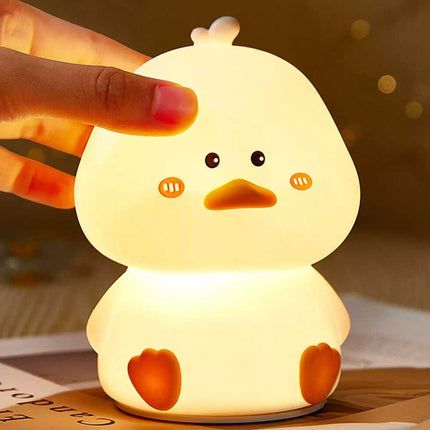 Silicone LED Night Light Duck Touch Bedside Lamp Kid Bedroom USB Rechargeable