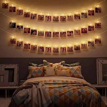 6M Battery Powered LED Photo Clip String Lights, 40 Clips Picture Hanging Lights for Photo Wall Decor