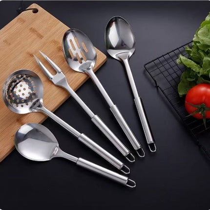 10PCS Stainless Steel Cookware Set with Cooking Utensils & Serving Spoons