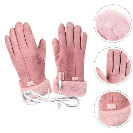 USB Plug-in Heated Gloves Hand Warmer Women Hands Ladies Winter Gloves