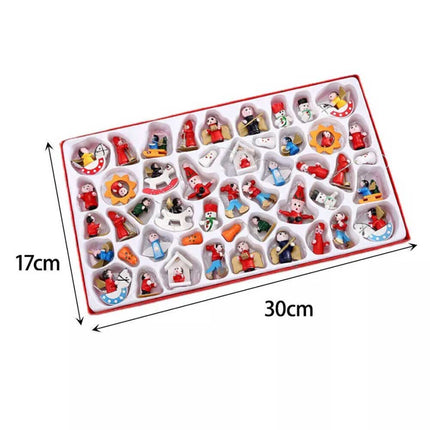 Pendant Miniature Wooden Christmas Tree Decor Figures Hanging Xmas Ornament Set