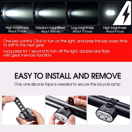 2PCS Super Bright Bike Light Set, Front & Rear LED Lights, Waterproof Bicycle Torch Lamps for Safe Night Riding