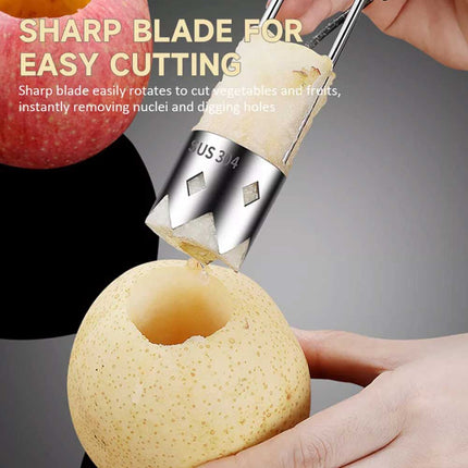 304 Stainlesss Steel Core Remover Fruit Apple Pear Corer Easy Twist Kitchen Tool