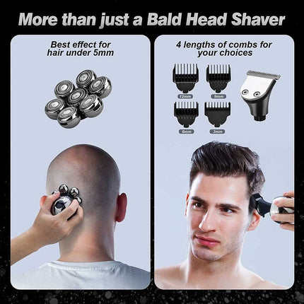 Men’s 7-Head Electric Razor: Multi-Functional Bald Skull, Beard & Hair Trimmer
