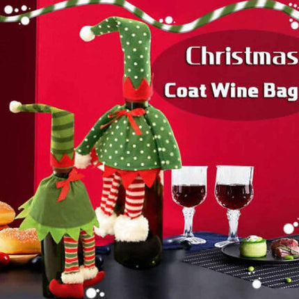 4 Pack Christmas Santa Hat Bottle Toppers, Wine Bottle Covers, Xmas Table Festive Decoration
