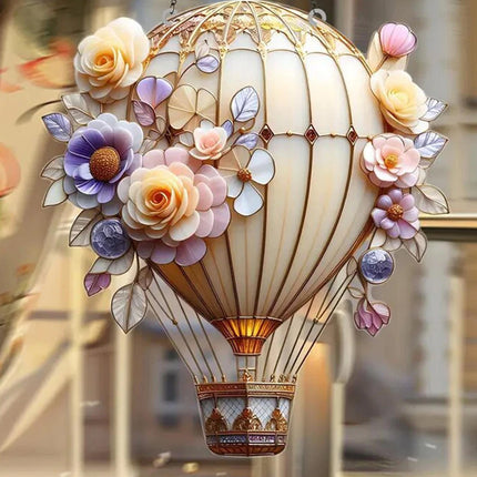 2D Acrylic Flat Hot Air Balloon Hanging Lantern, Outdoor Garden Decor