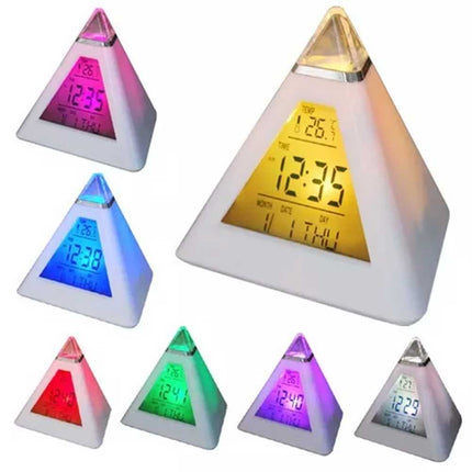 LED color changing alarm clock pyramid triangle holiday gift