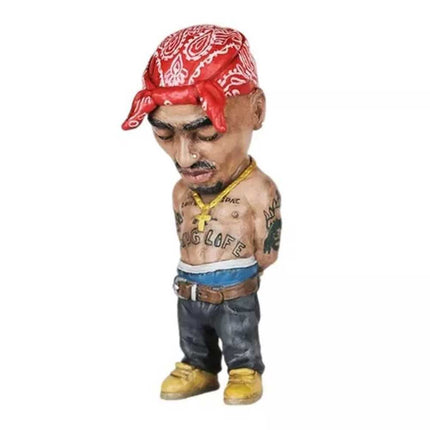 10cm Resin Small Pop-Rapper Star Tupac Figure Cool Hip Hop Guy Desktop Statue