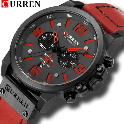 Men's Business Casual Quartz Wrist Watch, Leather Strap Analog Male Dress Watch