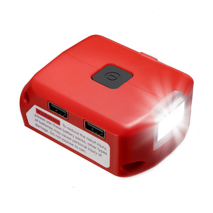 Dual USB Port Phone Charger Adapter Li-ion Battery Fit Milwaukee 18V/20V Battery