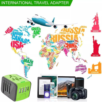 FAST 3.4A Universal Travel Adapter 3 USB &Type-C Outlet Converter Plug Power