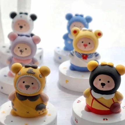 Set of 10 Paint Your Own Bear Figurines DIY Arts & Crafts Kit Decor Gift for Kids Family