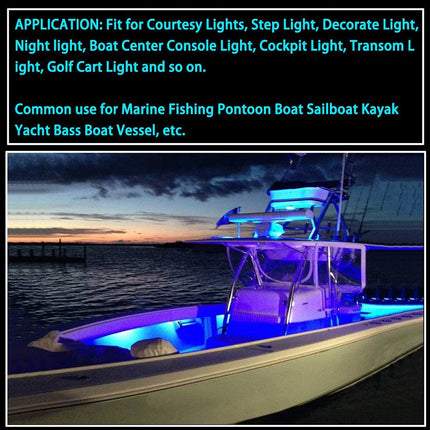 10Pcs Marine Boat 6LED Deck Courtesy Lights Waterproof Blue Stern Transom Light