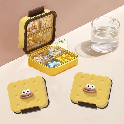 Cute 7-Compartment Pill Box Waterproof, Damp-Proof Mini Travel Pill Case