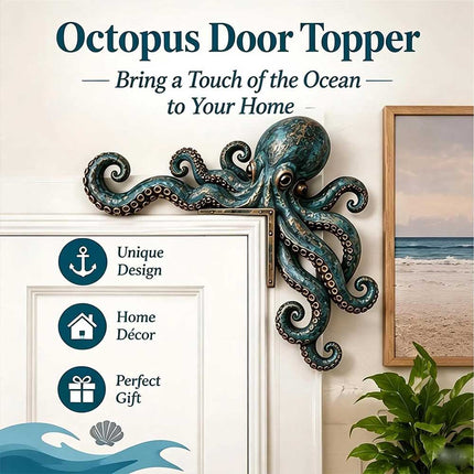 1 Pair Wooden Door Frame Decoration, Cute Octopus Sea Monster Statue, Home Wall Decor