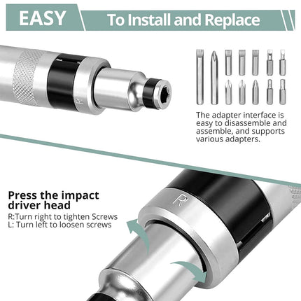 13PCS Manual Impact Driver Set - Handheld Hammer Strike Screwdriver for Tight Screw Removal