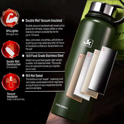 1100mlStainless Steel Water Bottle Double Wall Insulated Drink Flask AU