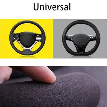 Car Anti-skid Plush Steering Wheel Anti-slip Cover Decor Both Side Universal Red