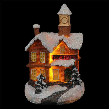 Christmas Decoration Resin Small House Micro Landscape LED Resin House Xmas Gift