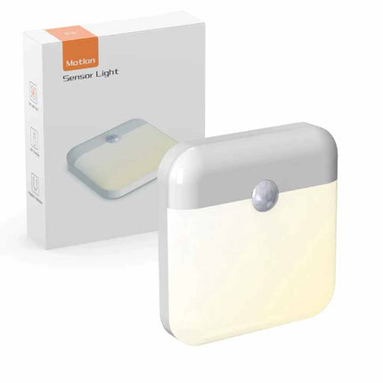 USB Rechargeable Magnetic PIR Motion Sensor Night Light, Dual Color LED Lamp for Bathroom Closet Stairs