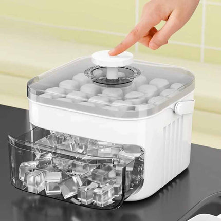 50-Cube Ice Maker with Easy Press Cap Double Layer Ice Cube Maker for Refrigerator