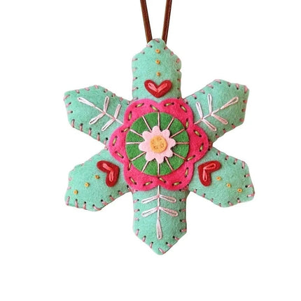 4PCS Random Color Finished DIY Christmas Snowflake Felt Ornaments - Ready-to-Use Craft Decor Kit for Holiday Tree Hanging, Home Party Decoration