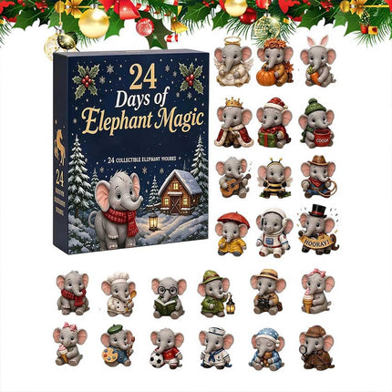 24 Day Christmas Advent Calendar 2D Acrylic Elephant Hanging Ornament Pendants