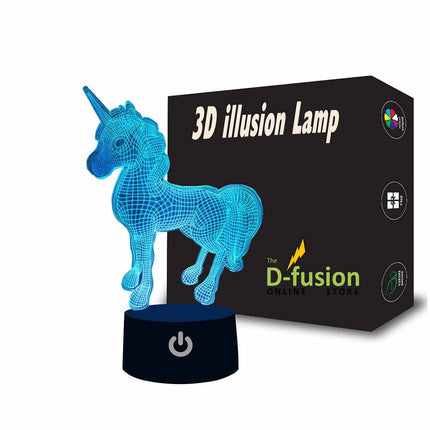 3D Optical Unicorn Illusion Lamp Night Light LED Kids Mood Light Bedside