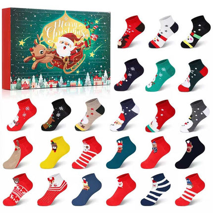 24 Days Countdown Christmas Socks Advent Calendar Present for Men Women
