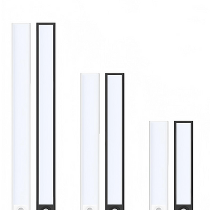 Magnetic PIR Motion Sensor LED Under Cabinet Light, USB Rechargeable Wireless Closet Lamp, Available in Black/White 30/40/50cm