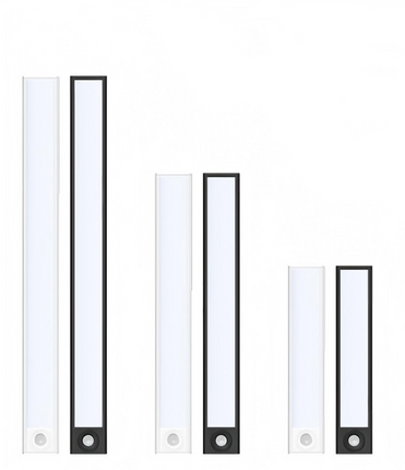 Magnetic PIR Motion Sensor LED Under Cabinet Light, USB Rechargeable Wireless Closet Lamp, Available in Black/White 30/40/50cm