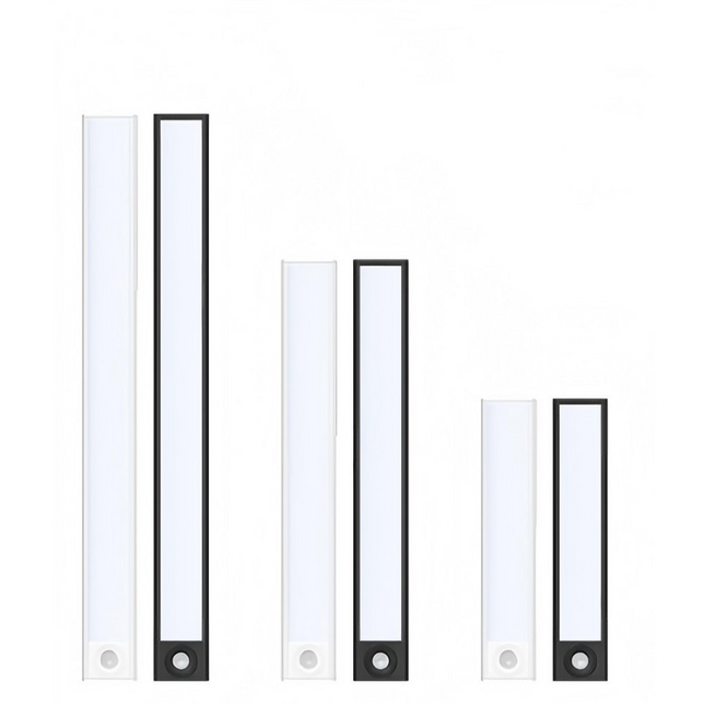 Magnetic PIR Motion Sensor LED Under Cabinet Light, USB Rechargeable Wireless Closet Lamp, Available in Black/White 30/40/50cm