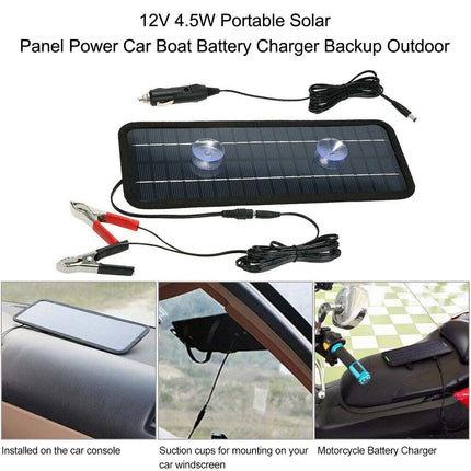 5W 12V Portable Solar Panel Trickle Charger Car Battery Maintainer for Boat RV