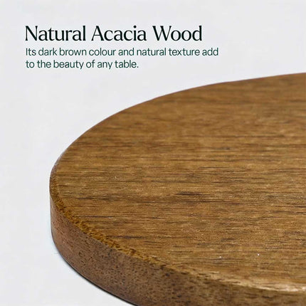 Round Coasters Set of 6 Acacia Wood for Drinks, Coffee & Tea Ideal for Home and Dining Use