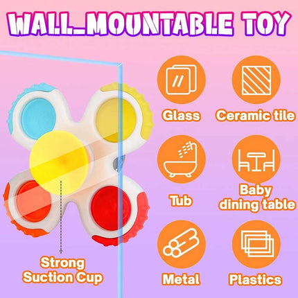 3PCS Baby Fidget Spinner Space With Suction Cup Spin Bath Windmill Play set Toy