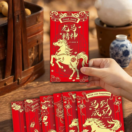 12Pcs Year of The Horse Red Envelopes 2026 – Chinese New Year Lucky Money Envelopes