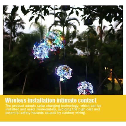 Hanging Butterfly Pendant Solar Power Light Mesh Orb Outdoor Yard Garden Decor